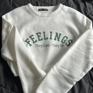 SHEIN Graphic White and Green Long Sleeve Hoodie